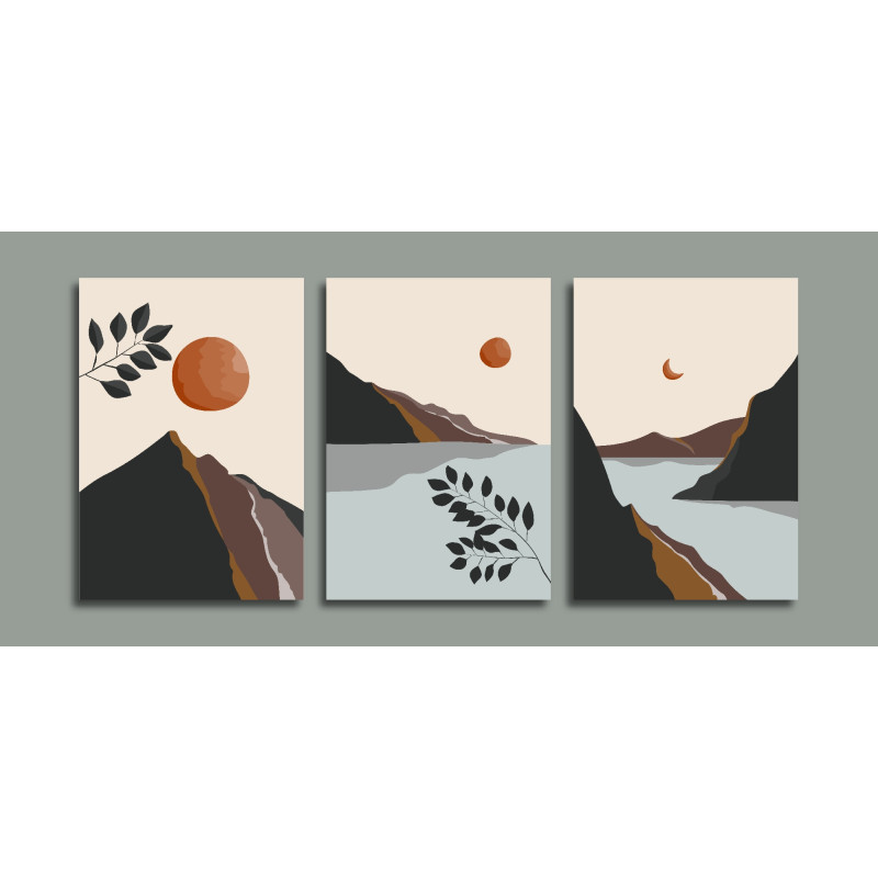 mid century landscape Wall Sticker for Home Decor