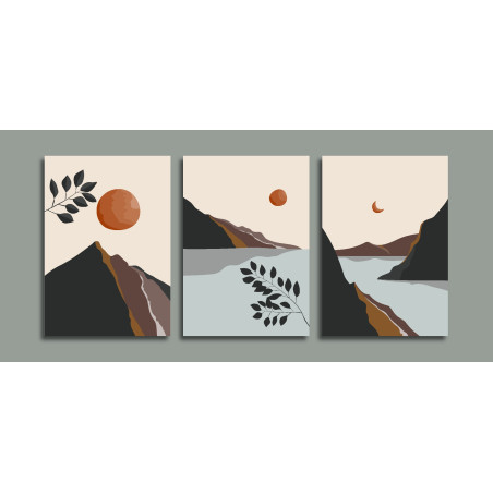 mid century landscape Wall Sticker for Home Decor