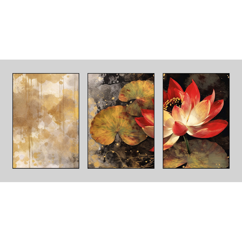 Golden lotus flower Wall Sticker for Home Decor