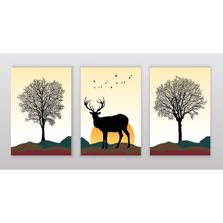 landscape with  trees Deer Wall Sticker for Home Decor