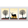 landscape with  trees Deer Wall Sticker for Home Decor