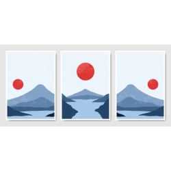 mid century landscape boho Wall Sticker for Home Decor