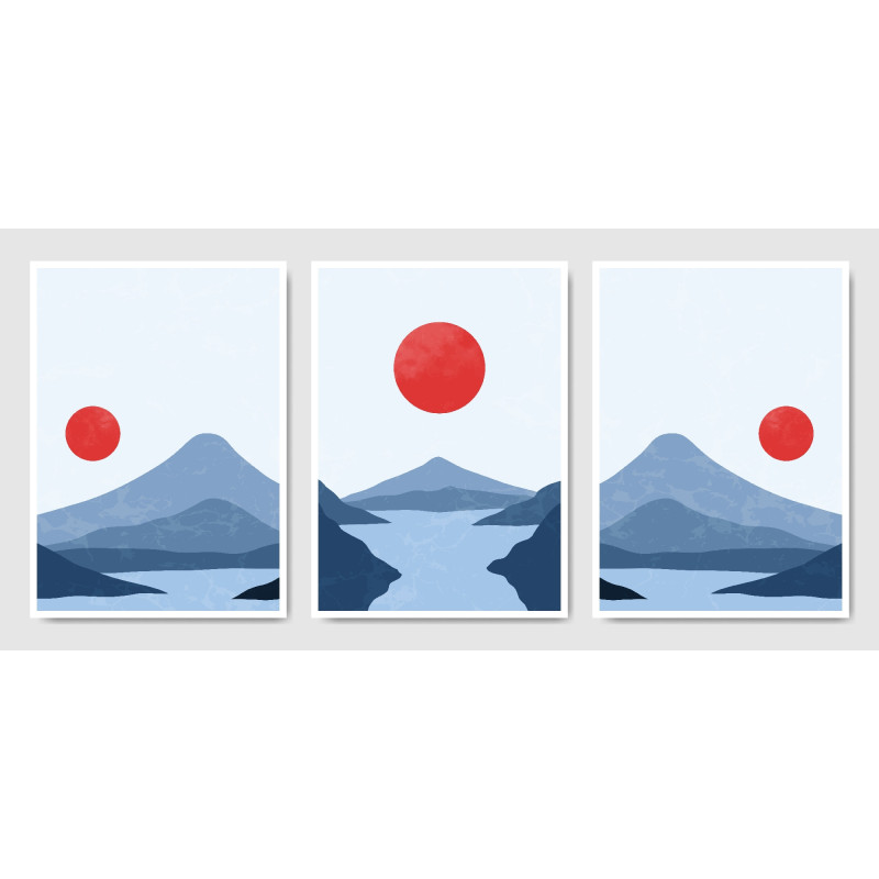 mid century landscape boho Wall Sticker for Home Decor