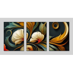 Abstract Art  Restore Ancient Ways Watercolor Modern Art Gold Flowers Plants Wall Sticker for Home Decor