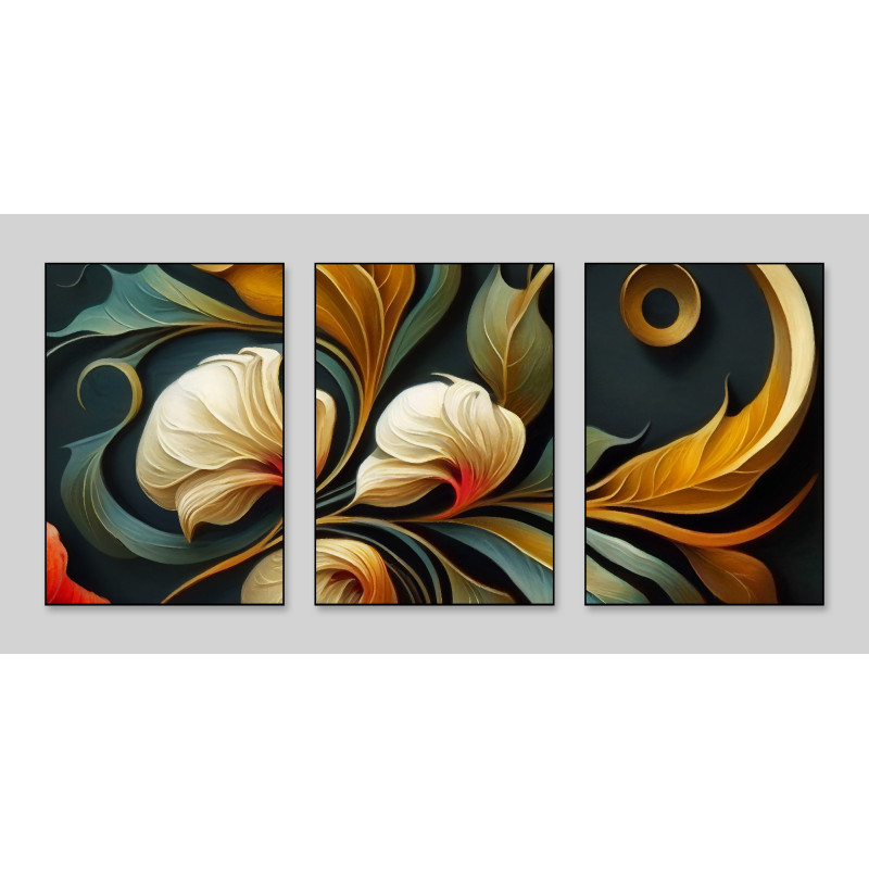 Abstract Art  Restore Ancient Ways Watercolor Modern Art Gold Flowers Plants Wall Sticker for Home Decor