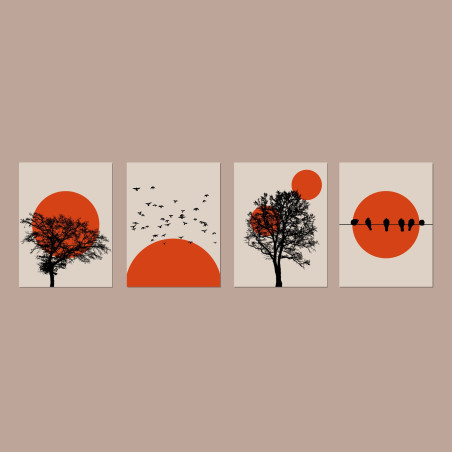 abstract sun landscape Wall Sticker for Home Decor