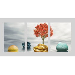 golden stone waves artistic trees Wall Sticker for Home Decor