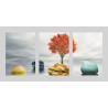 golden stone waves artistic trees Wall Sticker for Home Decor