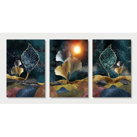 tree leaves mountain golden moon sky  Wall Sticker for Home Decor