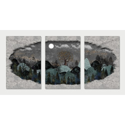 mountains trees clouds moon Wall Sticker for Home Decor