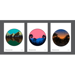 landscape with mountains forests Wall Sticker for Home Decor