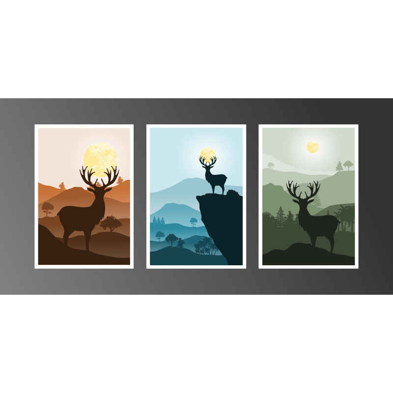 deer mountain landscape Wall Sticker for Home Decor