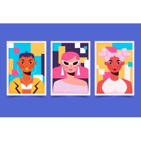 trendy fashion portraits Wall Sticker for Home Decor