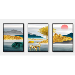 landscapes sanlian adornment Tree Deer Wall Sticker for Home Decor