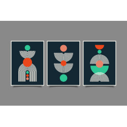 mid century wall curved line Wall Sticker for Home Decor