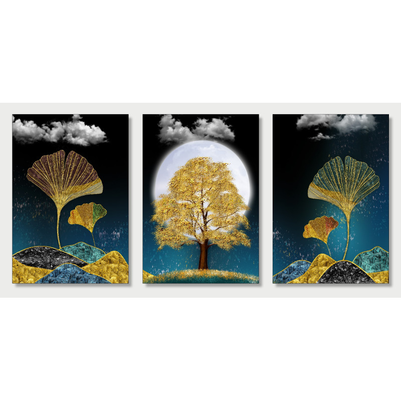 mountains moon modern abstract landscape Wall Sticker for Home Decor