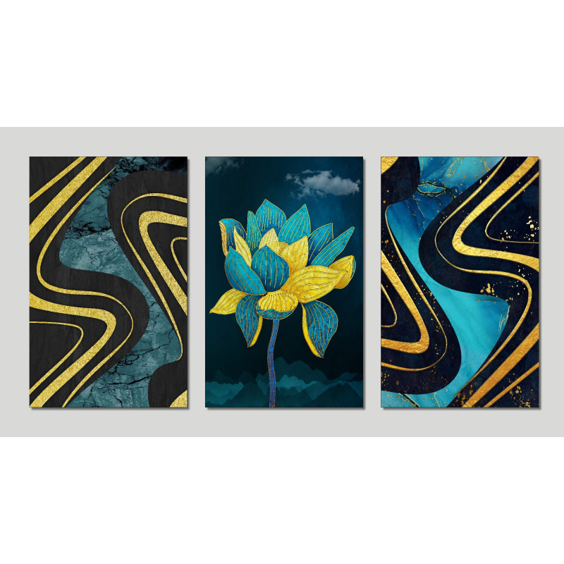 Golden turquoise flowers Wall Sticker for Home Decor