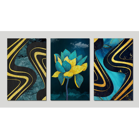 Golden turquoise flowers Wall Sticker for Home Decor