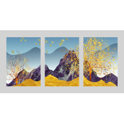 Abstract Three Figure Porch Golden Wall Sticker for Home Decor