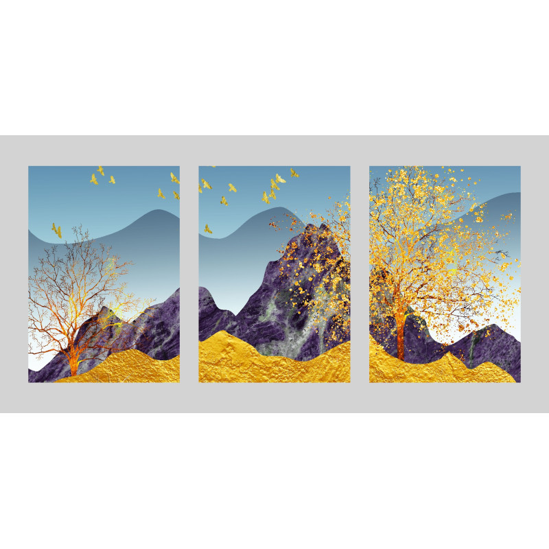 Abstract Three Figure Porch Golden Wall Sticker for Home Decor