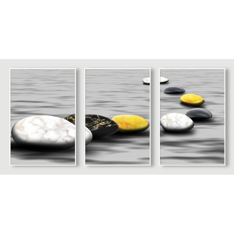 Artistic Abstract Cobblestones Golden Stone Wall Sticker for Home Decor