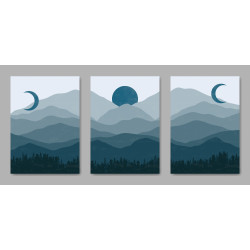 aesthetic mid century modern landscape Wall Sticker for Home Decor