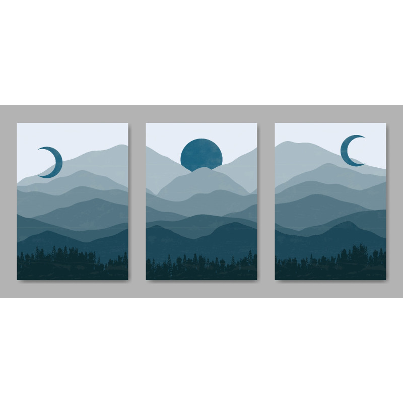 aesthetic mid century modern landscape Wall Sticker for Home Decor