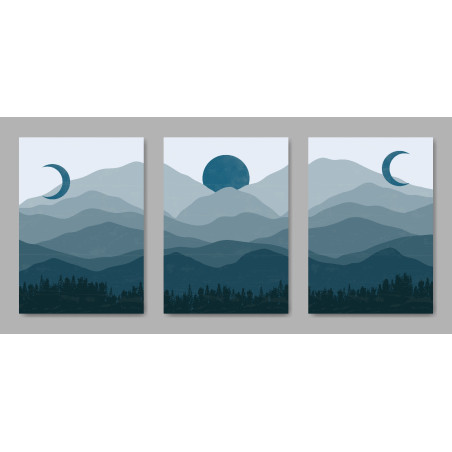 aesthetic mid century modern landscape Wall Sticker for Home Decor